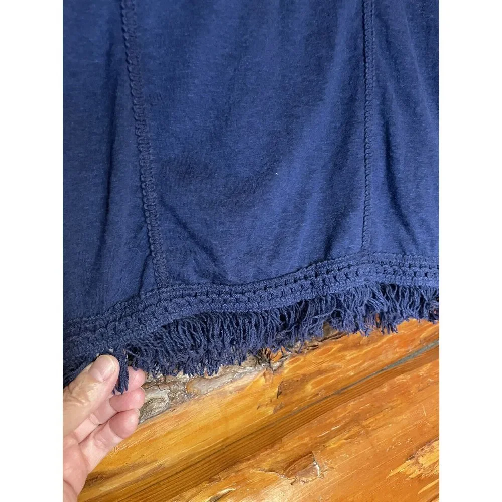 True Craft Navy Sleeveless Top With Fringed Detail Girls Size‎ Small